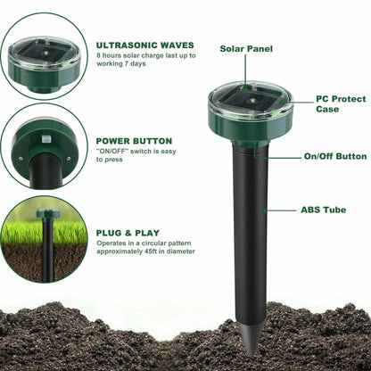 Solar-Powered Ultrasonic Pest Repeller 2-Pack - Moles, Mice, Rodents - Solar-Powered Ultrasonic Pest Repeller 2-Pack - Moles, Mice, Rodents Readi Gear