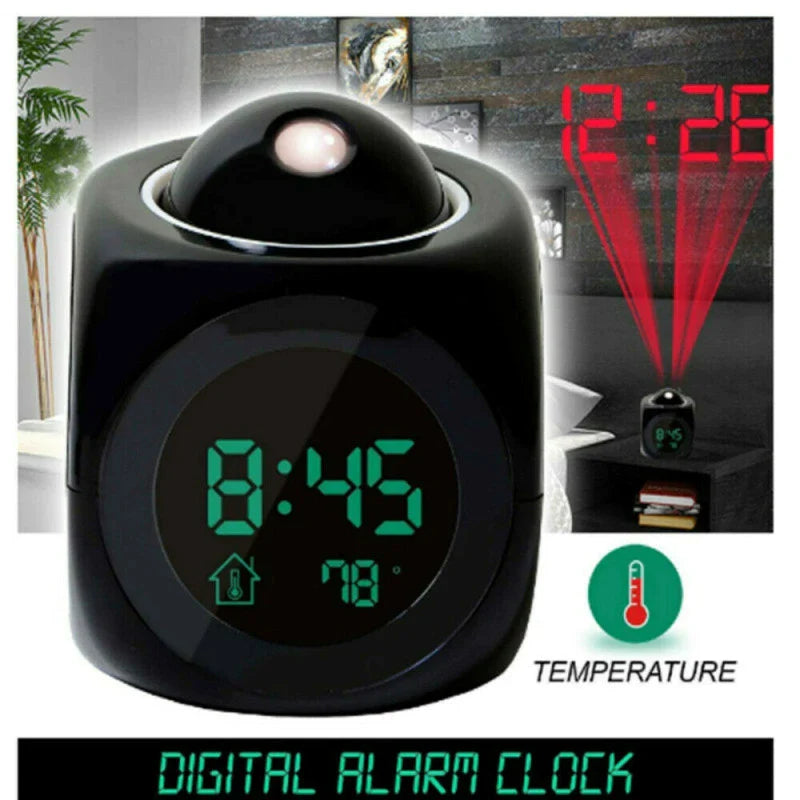90° Swivel LED Projection Alarm Clock with Voice Talking & Weather Display - 90° Swivel LED Projection Alarm Clock with Voice Talking & Weather Display Readi Gear