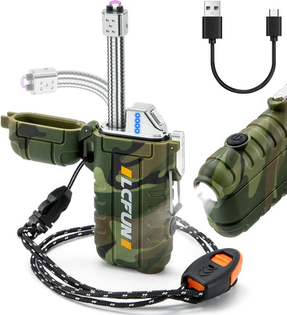 All-in-One Survival Plasma Lighter & Flashlight - USB Rechargeable, Waterproof - USB Plasma Lighter and Flashlight Readi Gear