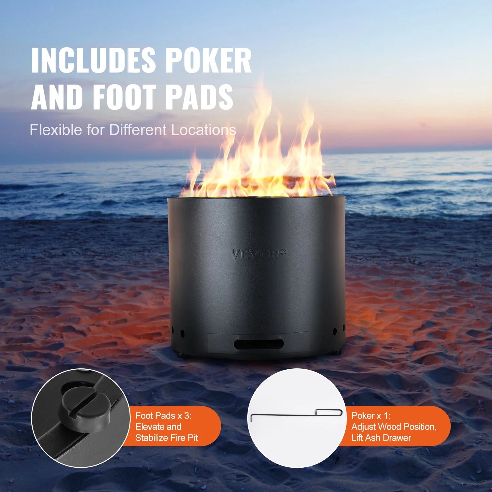 15" Smokeless Fire Pit – Portable Stainless Steel Outdoor Stove