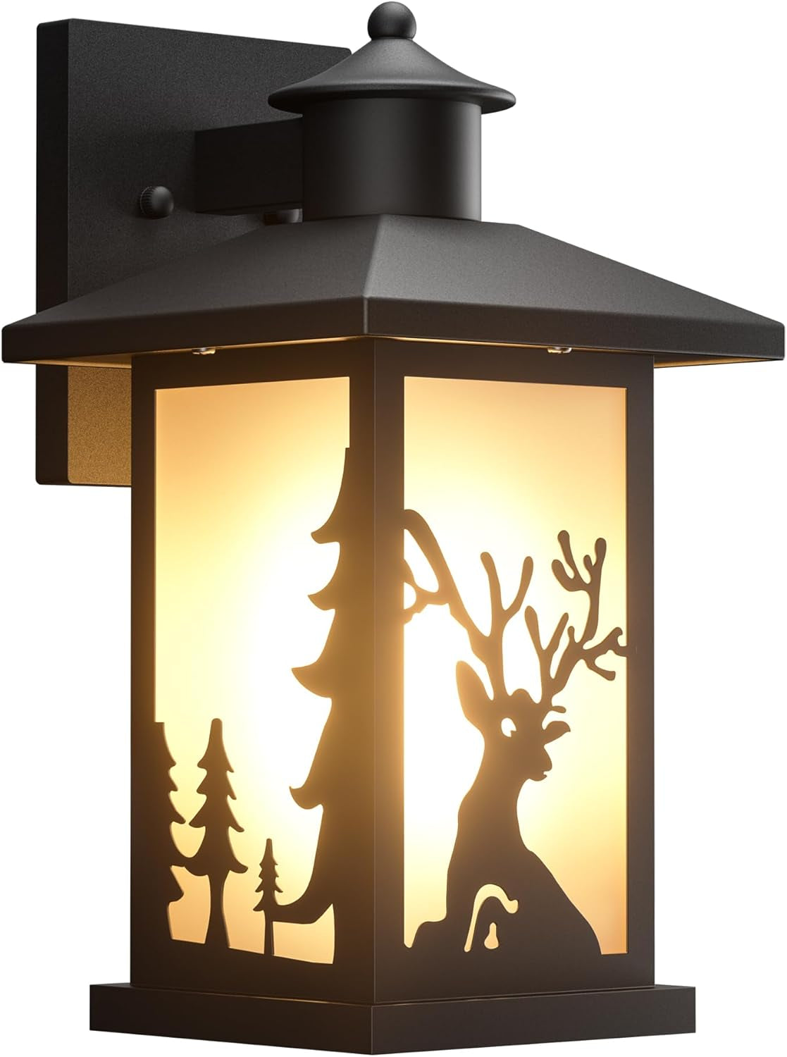 WildLodge Outdoor Porch Light - Deer Design, Motion Sensor, Dusk to Dawn - Rustic deer design porch lights Readi Gear
