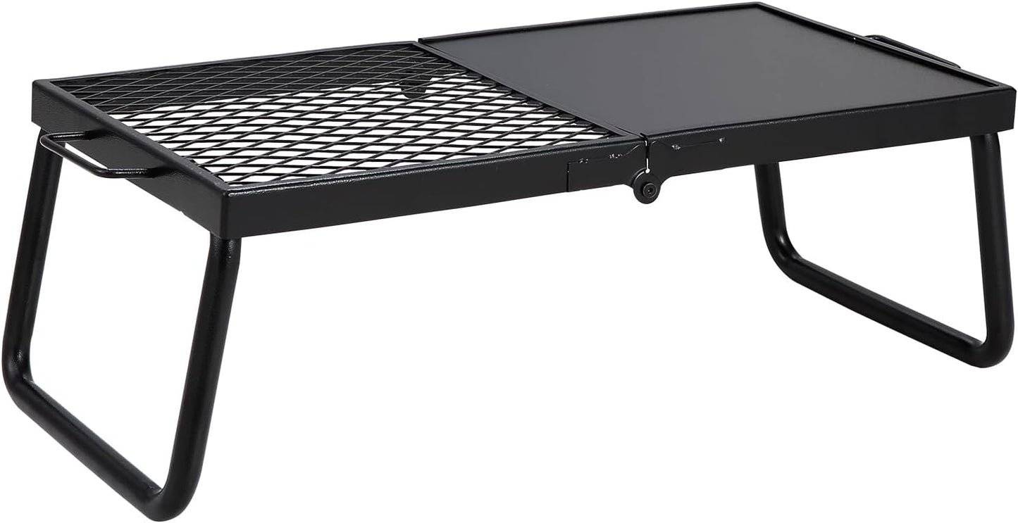 CampMate Foldable Grill & Griddle - Heavy Duty Fire Pit Cooking Rack - Foldable Campfire Grill Readi Gear