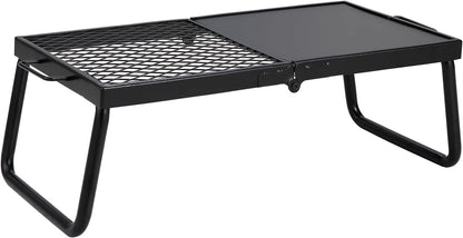 CampMate Foldable Grill & Griddle - Heavy Duty Fire Pit Cooking Rack - Foldable Campfire Grill Readi Gear