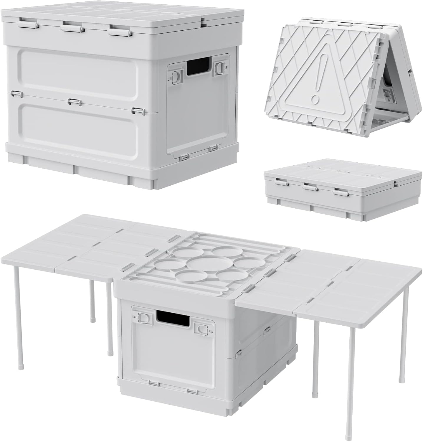 FoldAway Camping Storage Bin & Table with Safety Warning Sign - Readi Gear