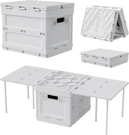 FoldAway Camping Storage Bin & Table with Safety Warning Sign - Readi Gear