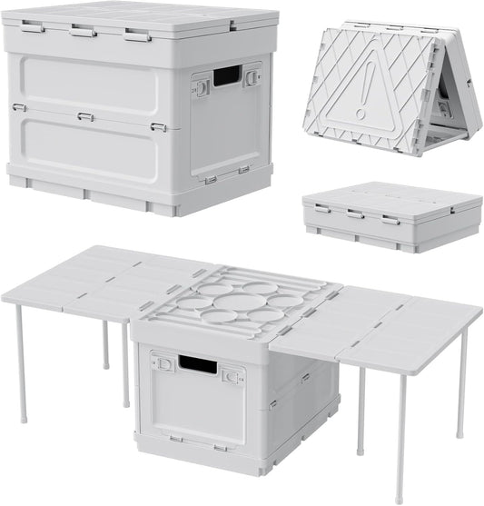 FoldAway Camping Storage Bin & Table with Safety Warning Sign - Readi Gear