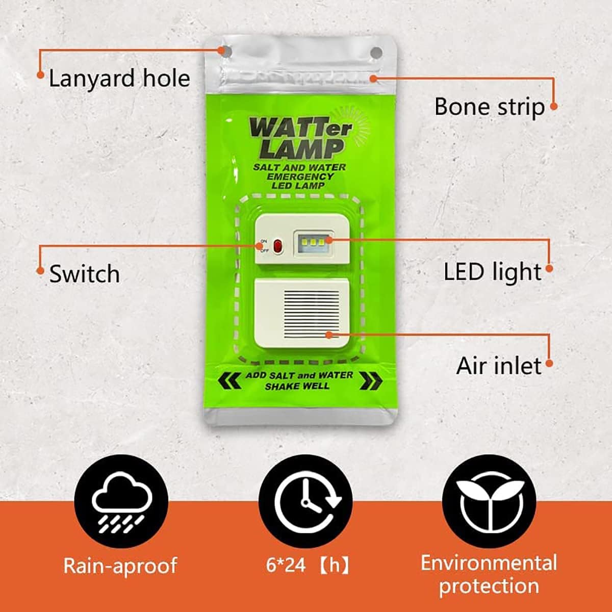 Saltwater Emergency LED Lamp - No Battery Needed - Salt water powered lantern Readi Gear