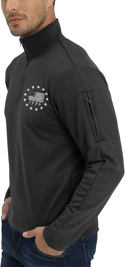 1776 USA Flag Men's Sweatshirt - Patriotic 1/4 Zip Pullover - 1776 1/4 zip pullover sweatshirt Readi Gear