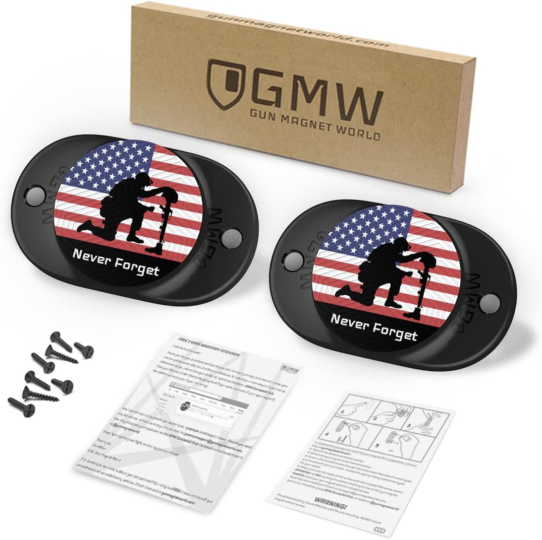 Never Forget Magnetic Concealed Gun Mount 2-Pack for Car, Desk, Wall - Magnetic gun mount Readi Gear
