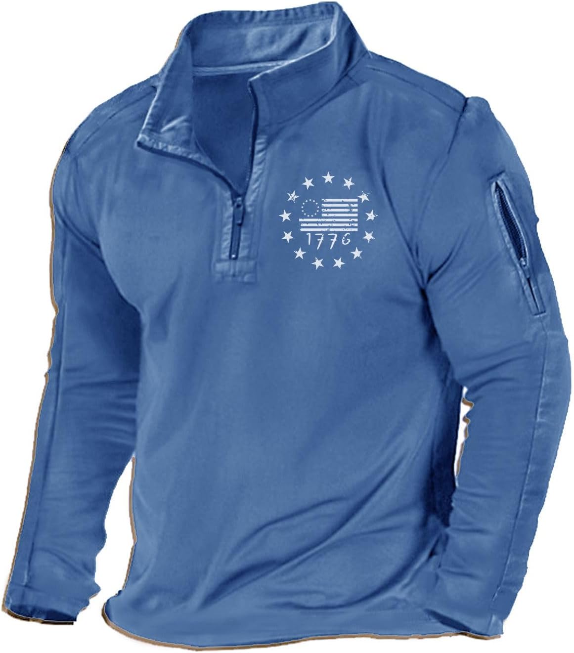 1776 USA Flag Men's Sweatshirt - Patriotic 1/4 Zip Pullover - 1776 1/4 zip pullover sweatshirt Readi Gear