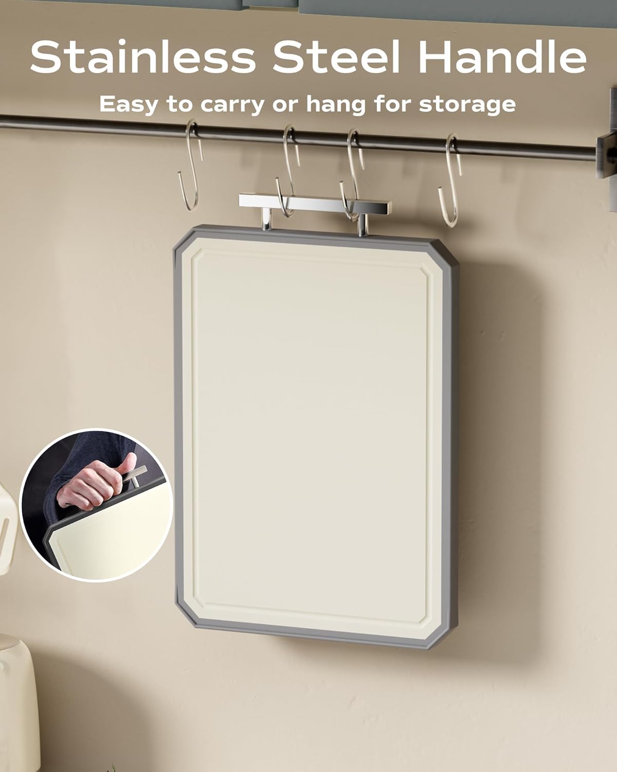 BPA-Free Stainless Steel Cutting Board – Eco-Friendly Wheat Straw Side