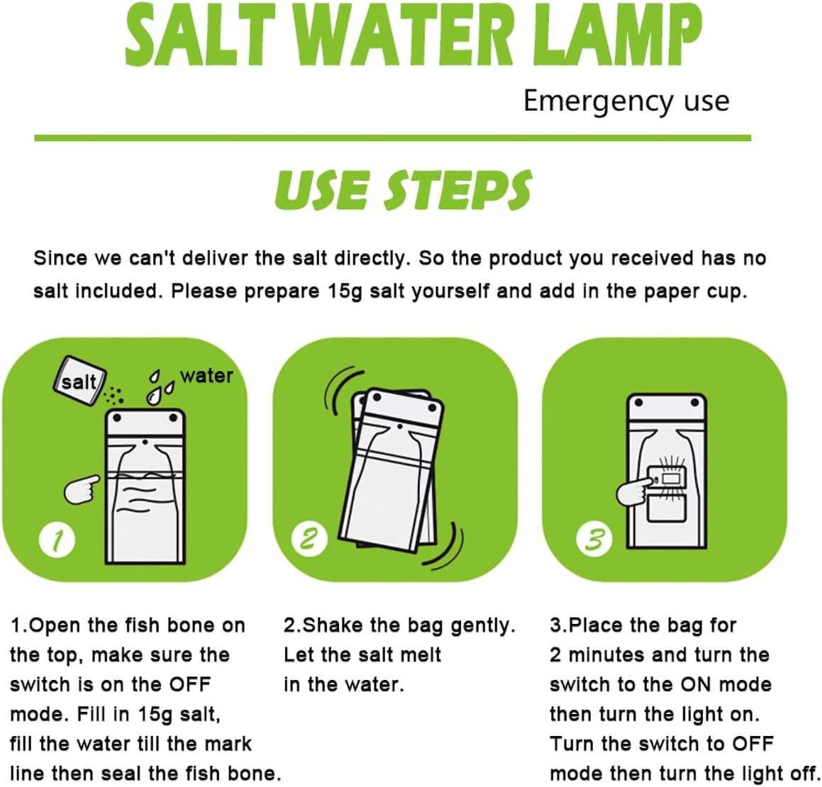 Saltwater Emergency LED Lamp - No Battery Needed - Salt water powered lantern Readi Gear