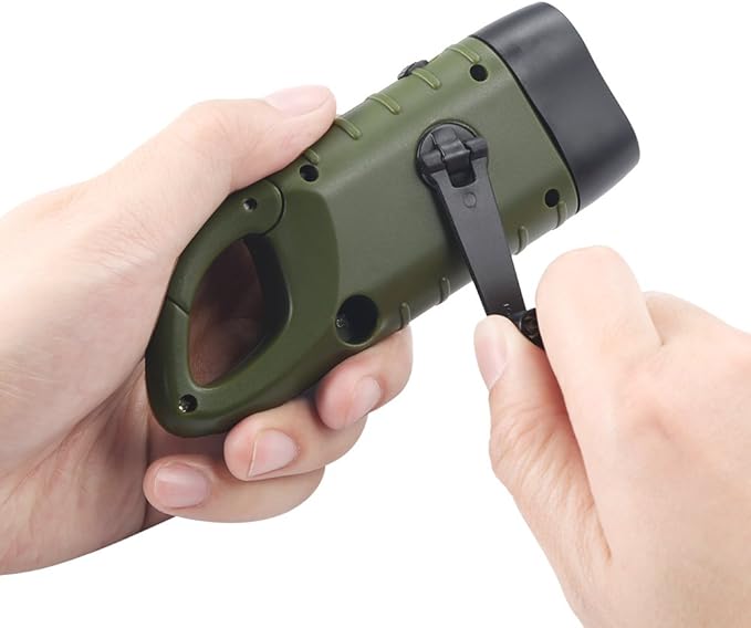 SolarCrank Survival Flashlights - Rechargeable LED Emergency Light w/ Carabiner - Solar crank flashlight Readi Gear