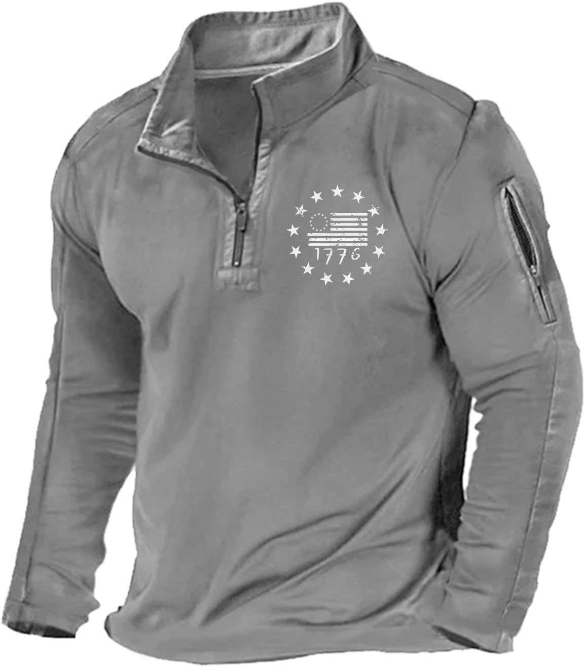 1776 USA Flag Men's Sweatshirt - Patriotic 1/4 Zip Pullover - 1776 1/4 zip pullover sweatshirt Readi Gear