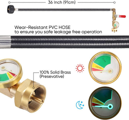 1LB Propane Tank Refill Hose with On/Off Valve – Fits 20/40LB Tanks