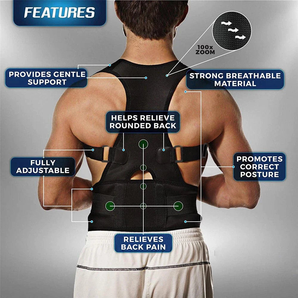 AlignPro Magnetic Posture Corrector - Adjustable Back Support Brace - Readi Gear