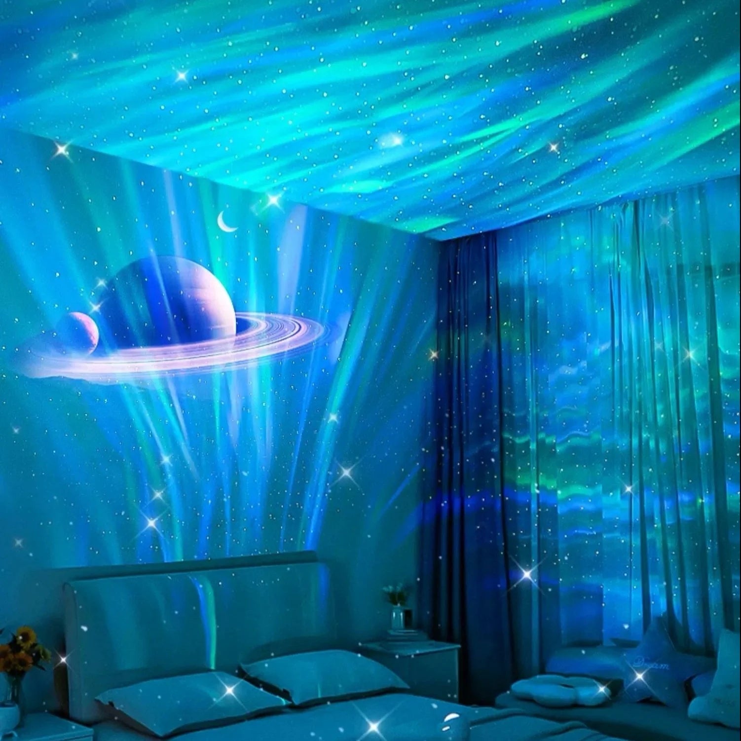 NightSky Oasis: 7-Pattern Bluetooth Projector & Sound Machine - Bluetooth projector night light and sound machine Readi Gear