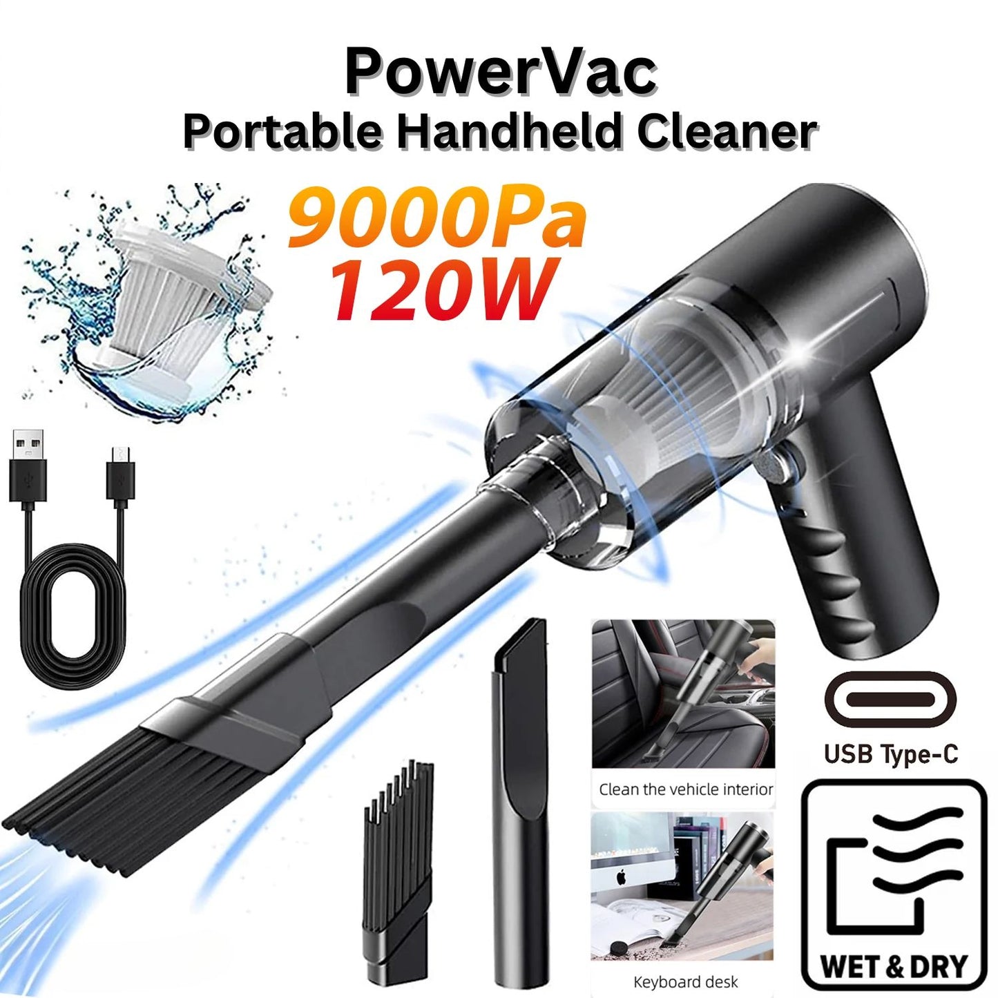 PowerVac Portable Handheld Cleaner - Portable Handheld Vacuum Readi Gear