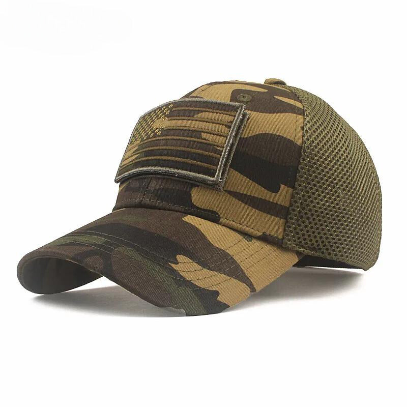 Men's Camo USA Flag Baseball Cap with Matching Patch - Hat Readi Gear