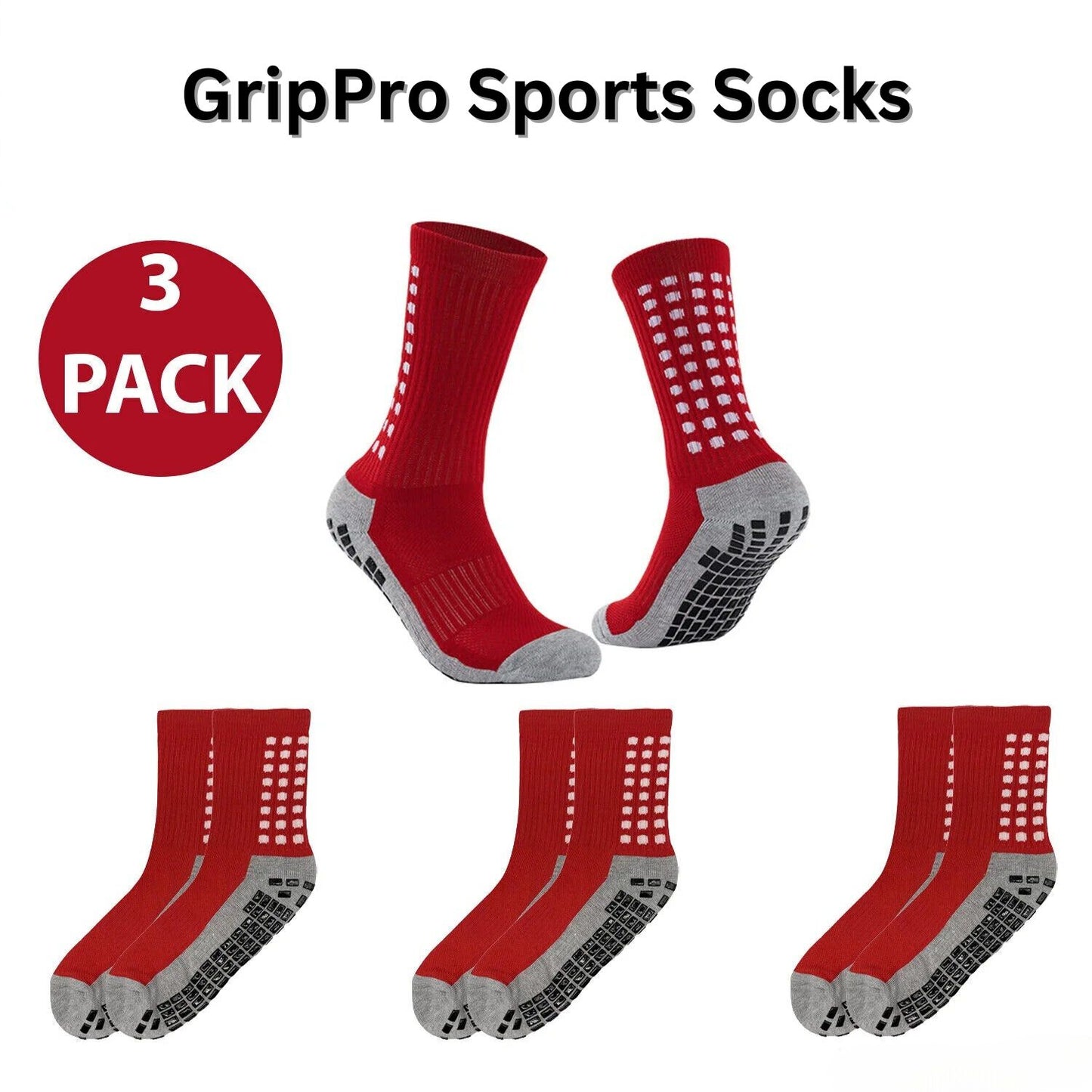 GripPro Sports Socks: Anti-Slip Performance for Soccer, Football, Basketball, Hiking (3 Pack) - Anti-Slip Performance Sports Socks Readi Gear