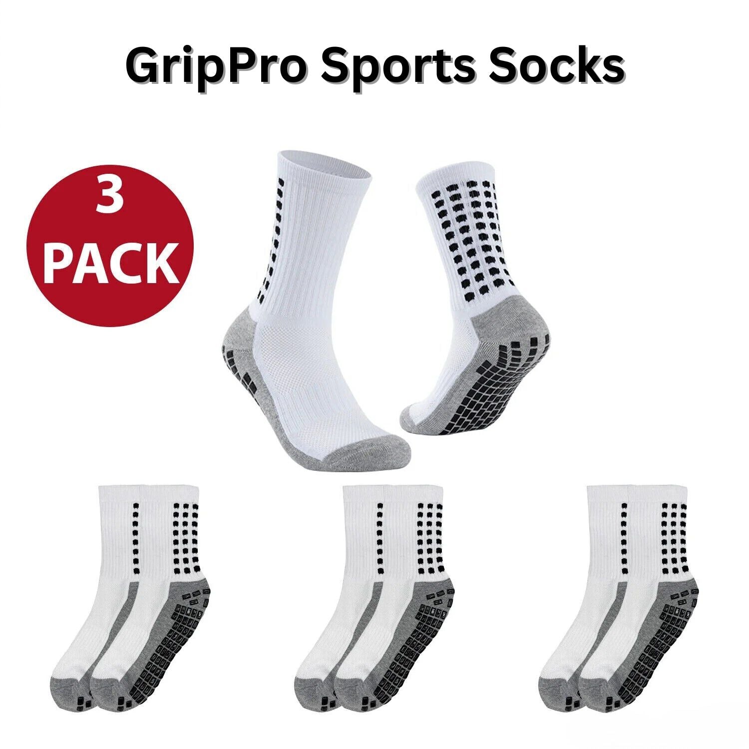 GripPro Sports Socks: Anti-Slip Performance for Soccer, Football, Basketball, Hiking (3 Pack) - Anti-Slip Performance Sports Socks Readi Gear