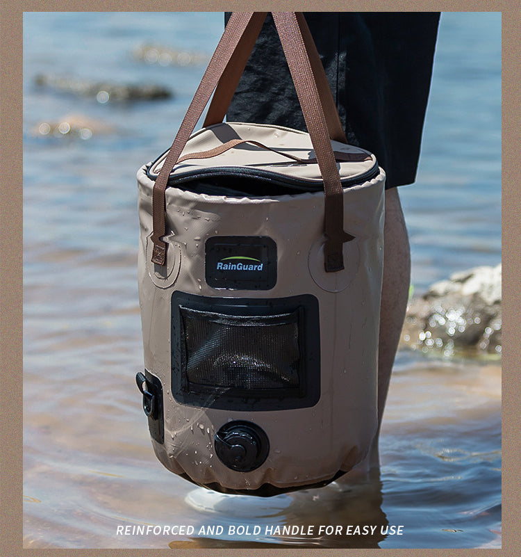 Collapsible Fishing & Camping Bucket - 25L with Mesh Bag Insert & Side Pocket - Collapsible Fishing & Camping Bucket - 25L with Mesh Bag Insert & Side Pocket Readi Gear