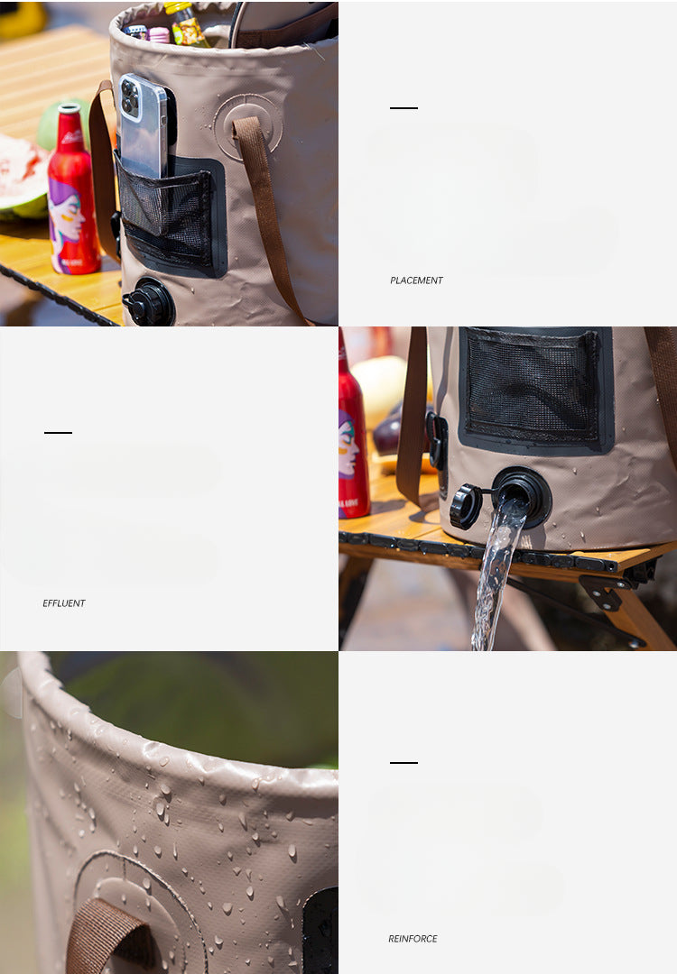 Collapsible Fishing & Camping Bucket - 25L with Mesh Bag Insert & Side Pocket - Collapsible Fishing & Camping Bucket - 25L with Mesh Bag Insert & Side Pocket Readi Gear