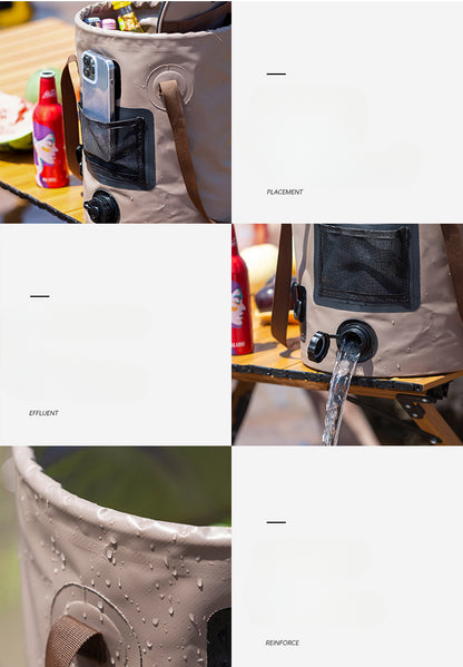 Collapsible Fishing & Camping Bucket - 25L with Mesh Bag Insert & Side Pocket - Collapsible Fishing & Camping Bucket - 25L with Mesh Bag Insert & Side Pocket Readi Gear