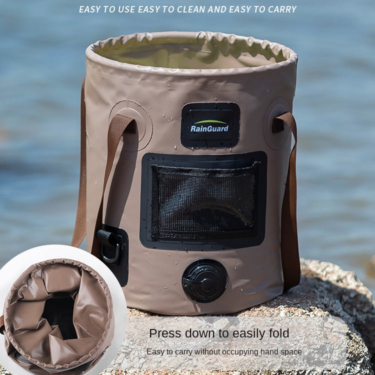 Collapsible Fishing & Camping Bucket - 25L with Mesh Bag Insert & Side Pocket - Collapsible Fishing & Camping Bucket - 25L with Mesh Bag Insert & Side Pocket Readi Gear