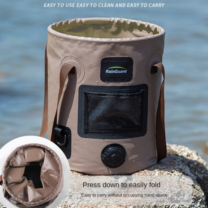 Collapsible Fishing & Camping Bucket - 25L with Mesh Bag Insert & Side Pocket - Collapsible Fishing & Camping Bucket - 25L with Mesh Bag Insert & Side Pocket Readi Gear