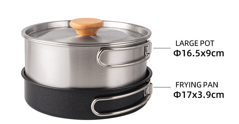 CampMaster 4-Piece Stainless Steel Kettle & Cookware Set - Camping Cookware Set Readi Gear