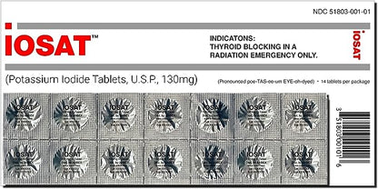 IOSAT Potassium Iodide Tablets 130mg - 14 Count: Nuclear Radiation Protection - Potassium Iodide Tablets Readi Gear