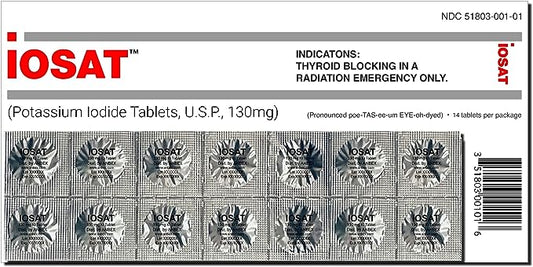 IOSAT Potassium Iodide Tablets 130mg - 14 Count: Nuclear Radiation Protection - Potassium Iodide Tablets Readi Gear