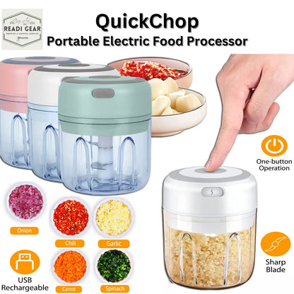 QuickChop Portable Electric Food Processor - USB Rechargeable, BPA Free - Electric Food Processor Readi Gear