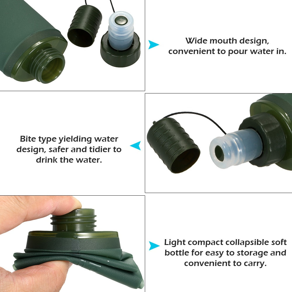 HydroFold Collapsible Survival Water Bottle - BPA & PVC Free - Folding Water Bottle Readi Gear