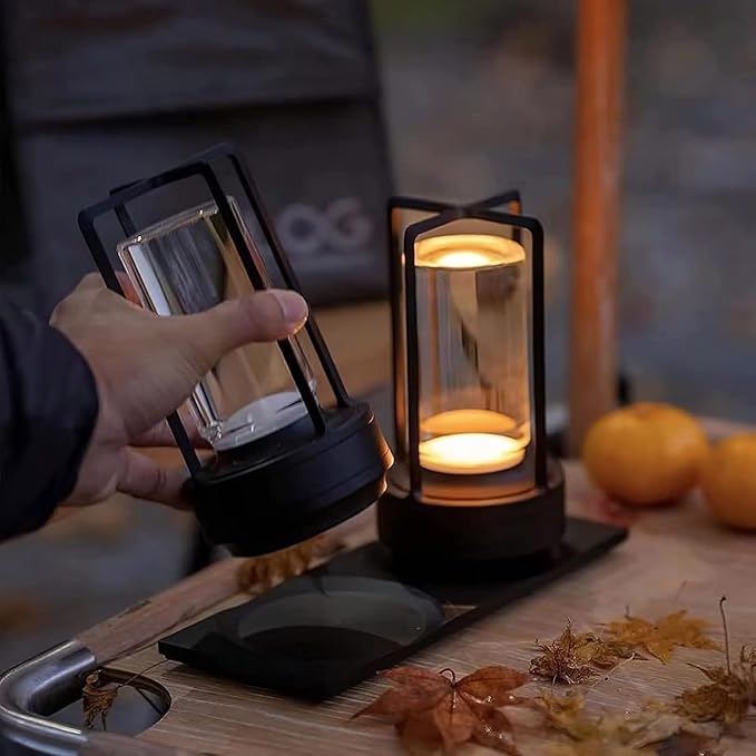 NordicWoods Rustic Lantern - USB Rechargeable Cabin Light - rustic table lamp Readi Gear