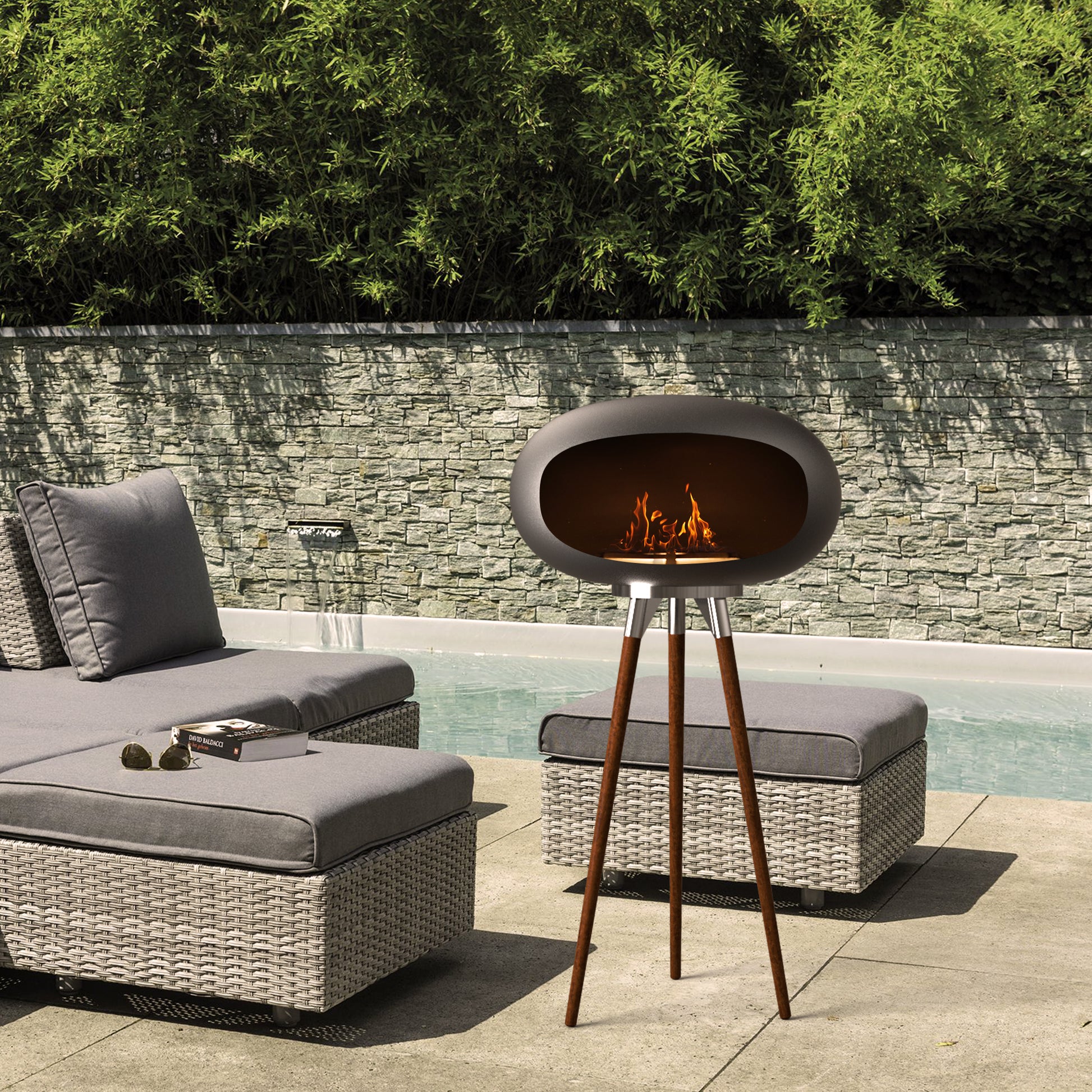 Rustic Flame Tripod Fireplace - Smokeless Indoor & Outdoor Warmth - Indoor/Outdoor Ethanol Fireplace Readi Gear