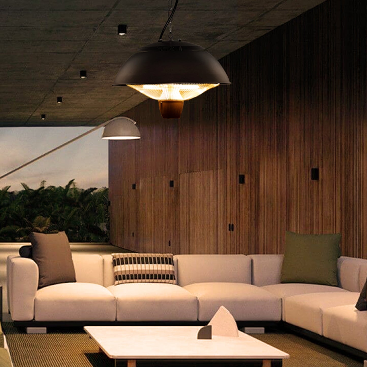 CozyGlow 1500W Indoor/Outdoor Hanging Patio Heat Lamp - Hanging patio heater Readi Gear