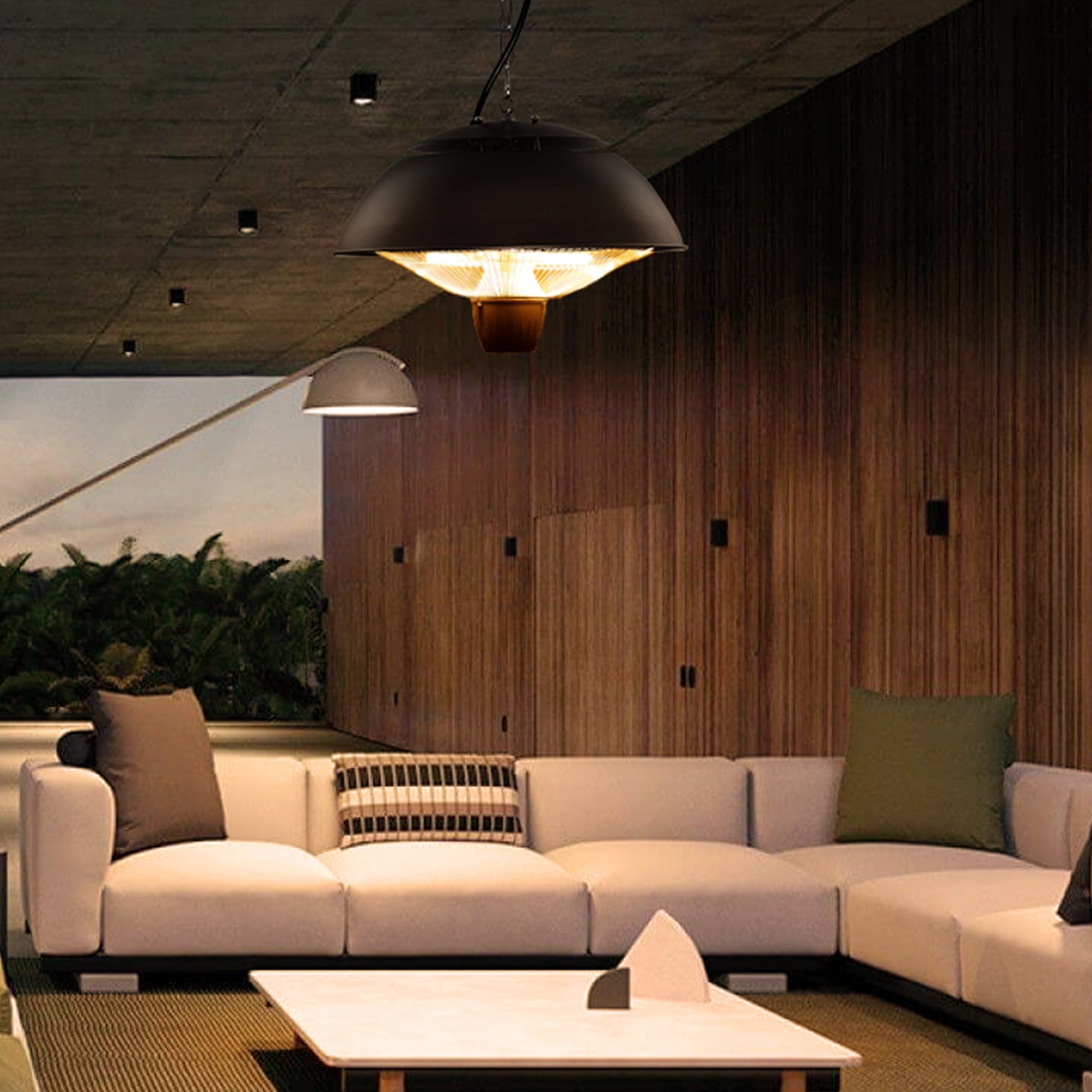 CozyGlow 1500W Indoor/Outdoor Hanging Patio Heat Lamp - Hanging patio heater Readi Gear