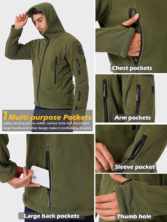7-Pocket Tactical Fleece Hoodie Jacket - Tactical Fleece Hoodie Jacket Readi Gear