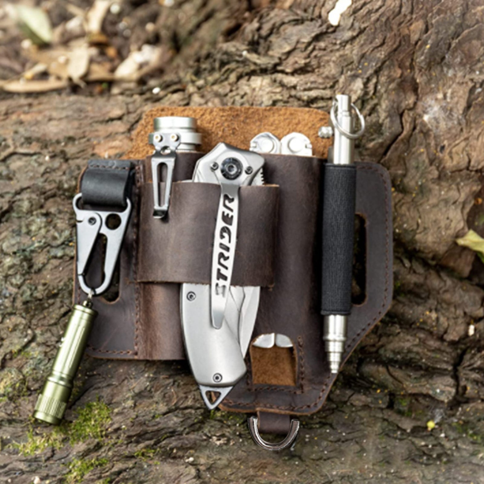 EDC Leather Multitool Organizer - Tactical Belt Sheath Holder - Leather Multitool Organizer Readi Gear