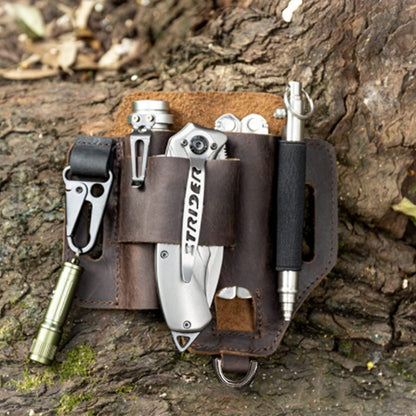EDC Leather Multitool Organizer - Tactical Belt Sheath Holder - Leather Multitool Organizer Readi Gear