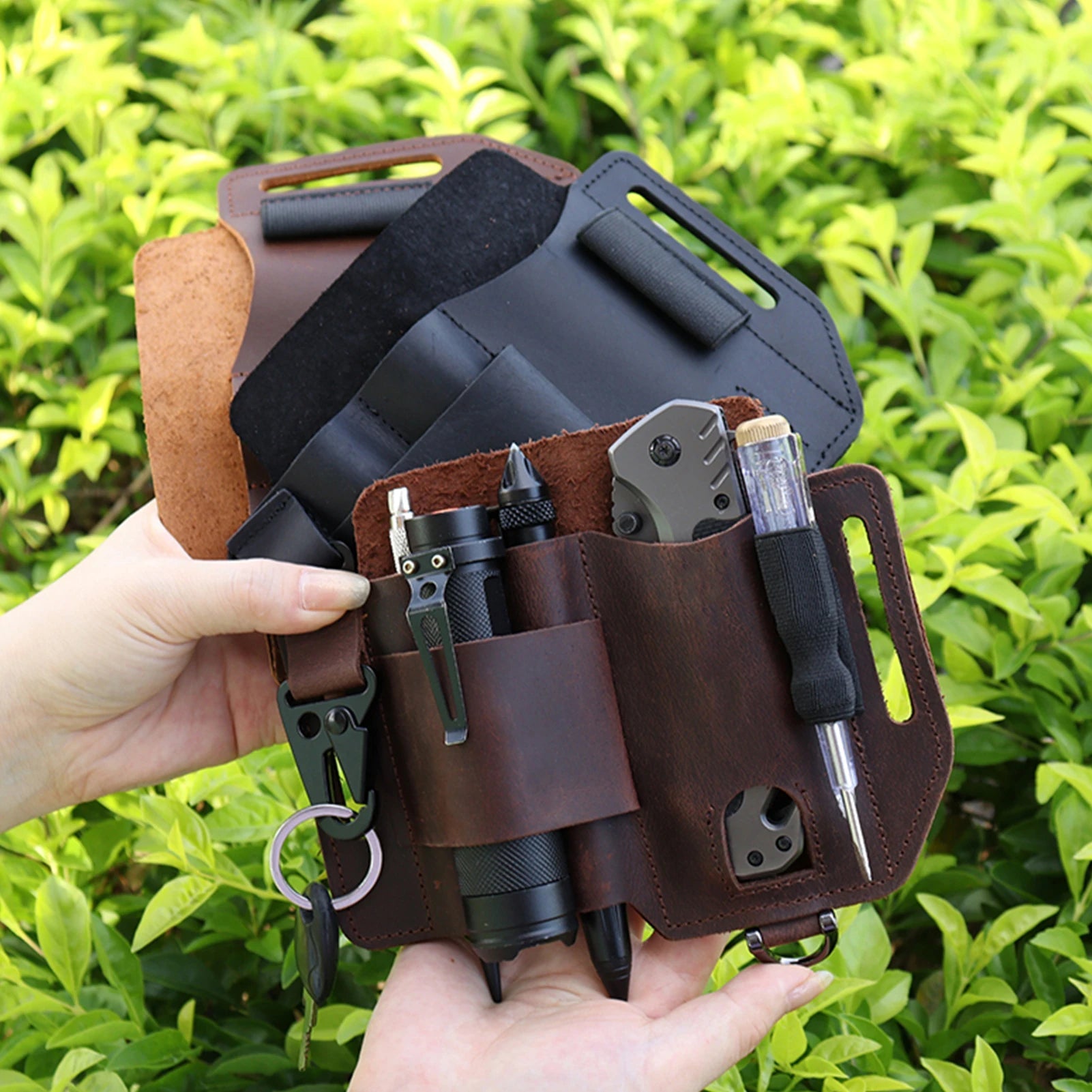 EDC Leather Multitool Organizer - Tactical Belt Sheath Holder - Leather Multitool Organizer Readi Gear