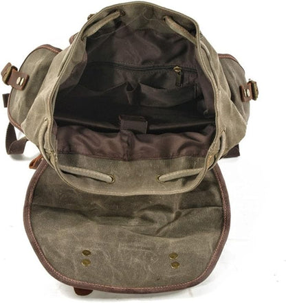 Vintage Waterproof Waxed Canvas Backpack – Travel & Laptop Rucksack - Vintage wax canvas backpack Readi Gear