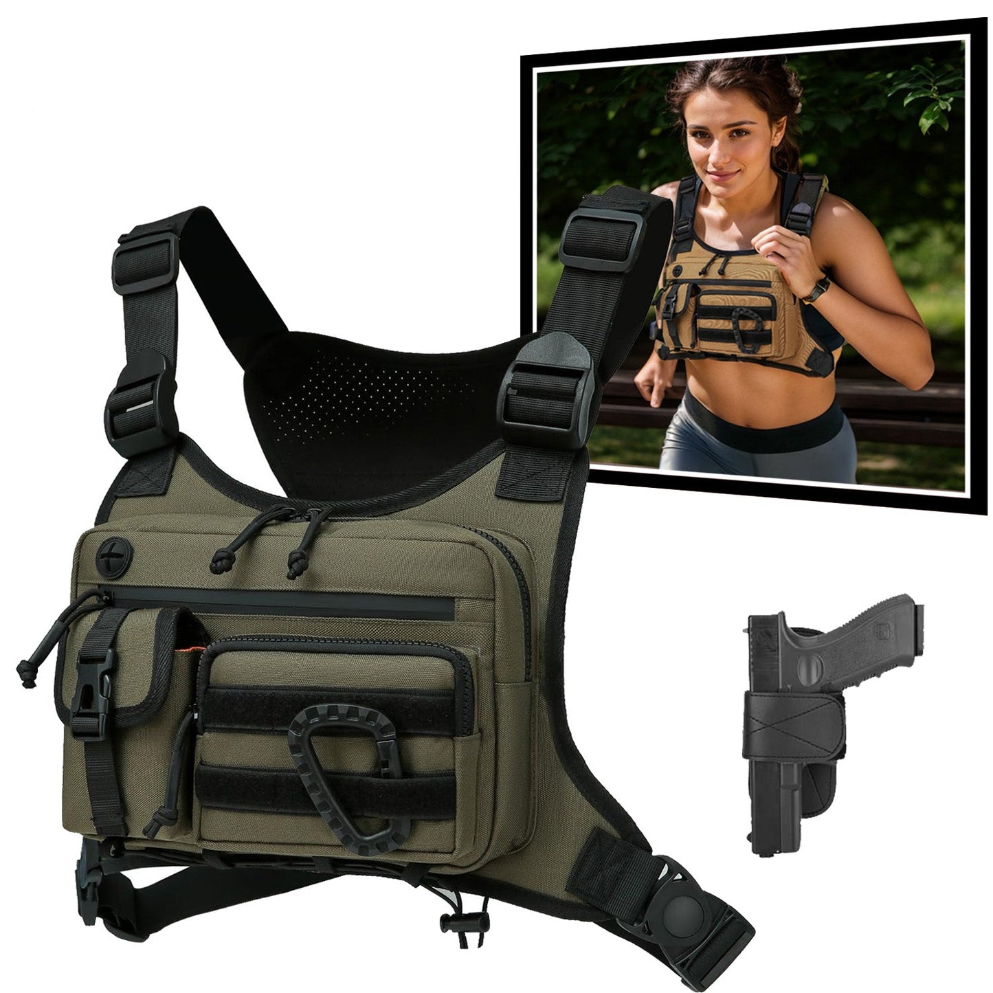 Concealed Carry Running Vest – Tactical Chest Pack for Fitness & Training - Chest pack, gear organizer Readi Gear