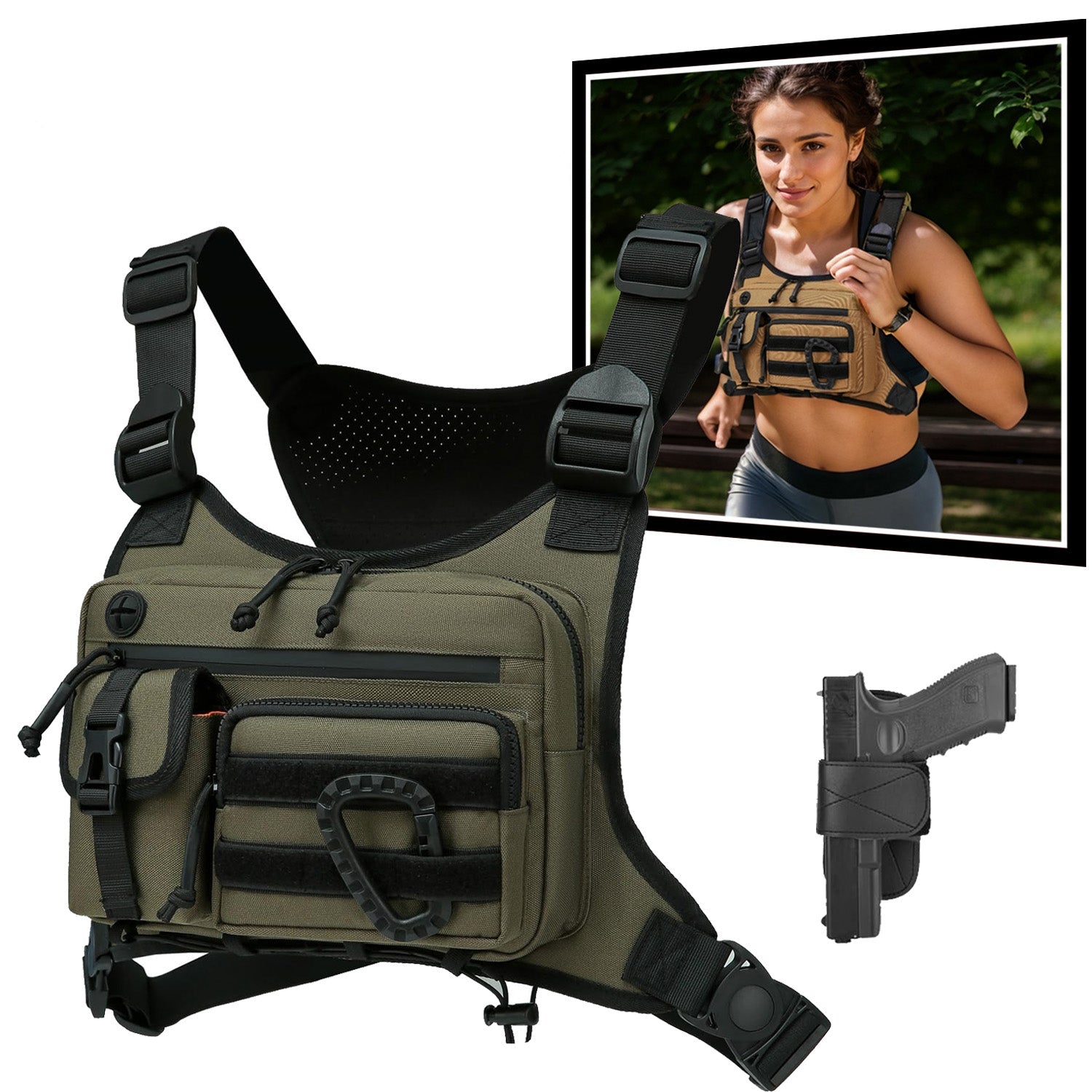 Concealed Carry Running Vest – Tactical Chest Pack for Fitness & Training - Chest pack, gear organizer Readi Gear