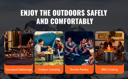 15" Smokeless Fire Pit – Portable Stainless Steel Outdoor Stove