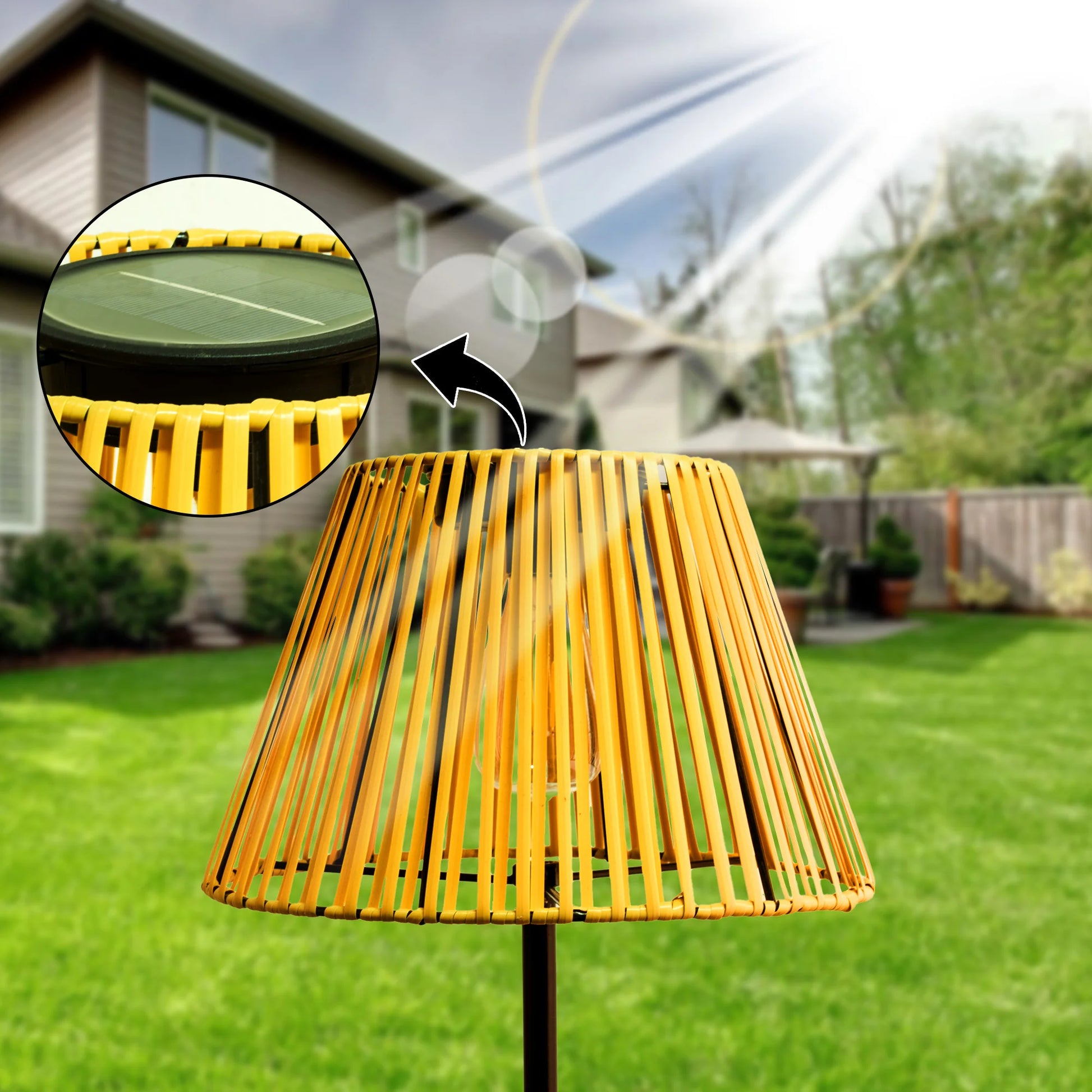 Rustic Radiance Solar Rattan Lamp - Warm Glow for Patio & Garden - Rattan solar lamp Readi Gear