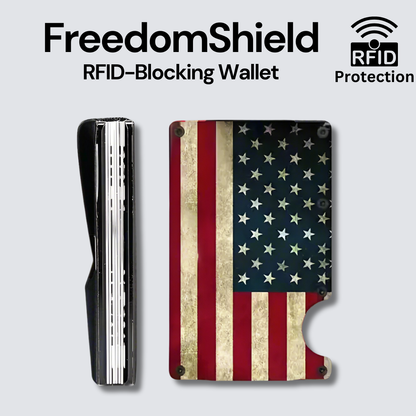 FreedomShield RFID-Blocking Aluminum Alloy Wallet - USA Flag RFID Blocking Card Holder Readi Gear