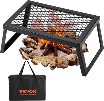 CampMate Foldable Grill & Griddle - Heavy Duty Fire Pit Cooking Rack - Foldable Campfire Grill Readi Gear